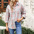 Plaid Long Sleeve Pocket Button Shirt Mid-length