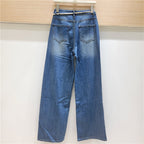 Lace Stitching Rhinestone Jeans