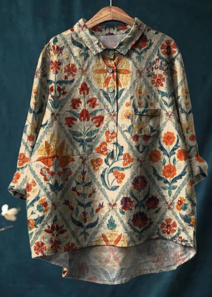 Loose Print Crew Neck Casual Plus Size Women's T-shirt