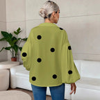 Niche Fashionable French Polka Dot Half-open Collar Design Loose Bubble Long Sleeve Top