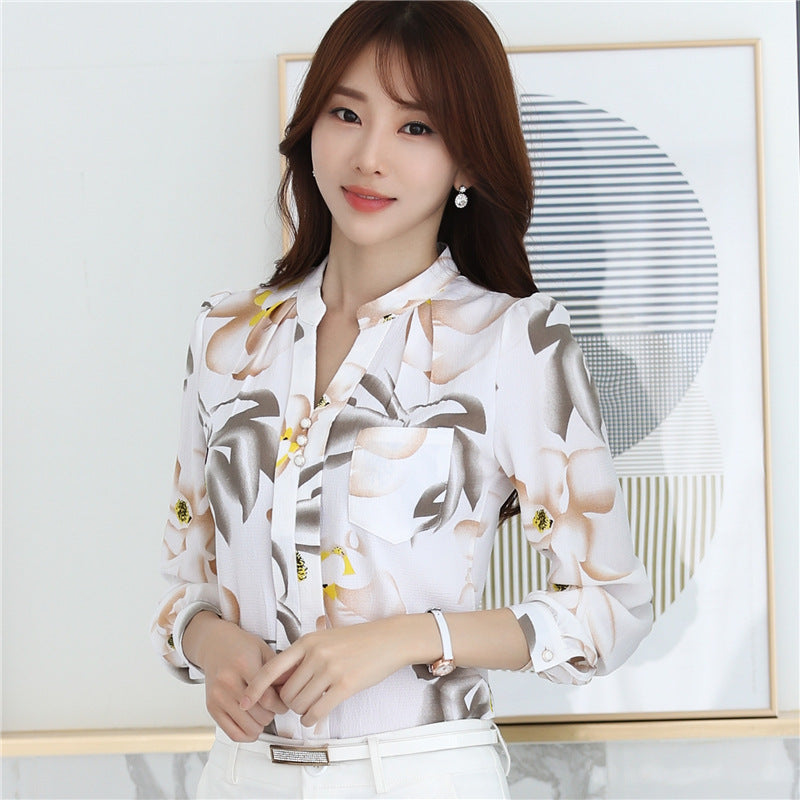 Women's Korean-style Long-sleeved Chiffon Shirt
