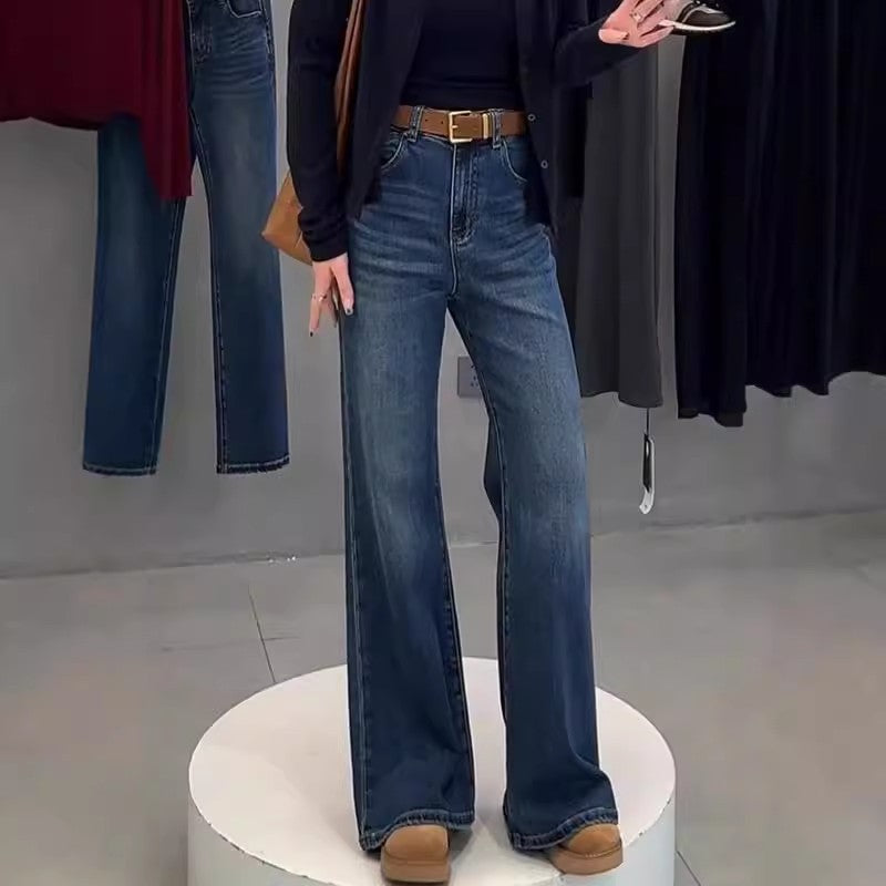 Plus Size Women's High Waist Elastic Straight Skinny Jeans