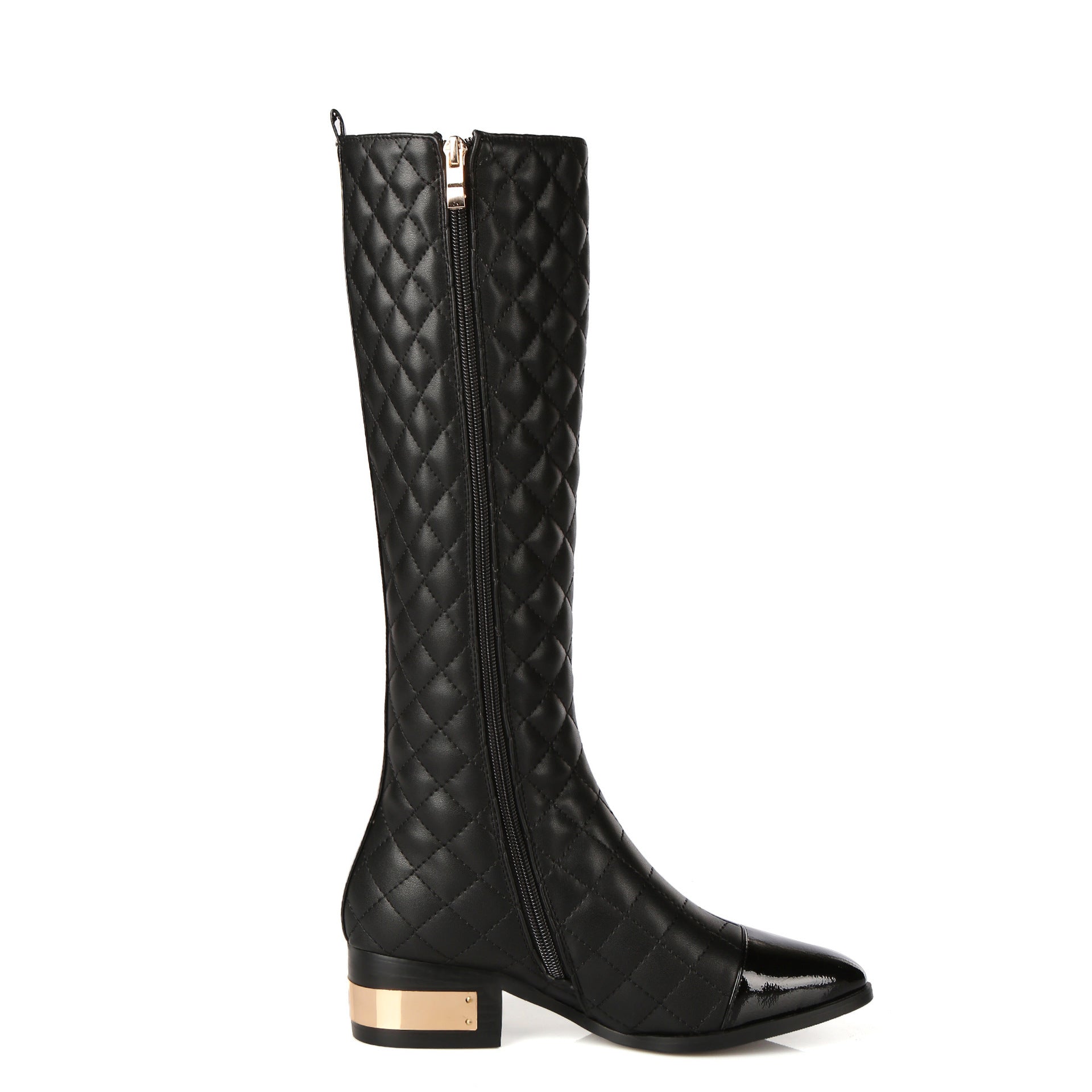 High-top Handsome Plaid Cowhide Boots Women British Style